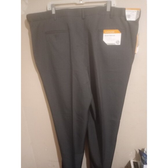 Savane Select Edition Dress Pants Mens 48X32 Gray Flat Front Straight Fit NEW - Picture 1 of 11